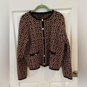 Black and Tan Geometric Cardigan size L